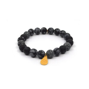 Armkette Schneeflocken Obsidian matt